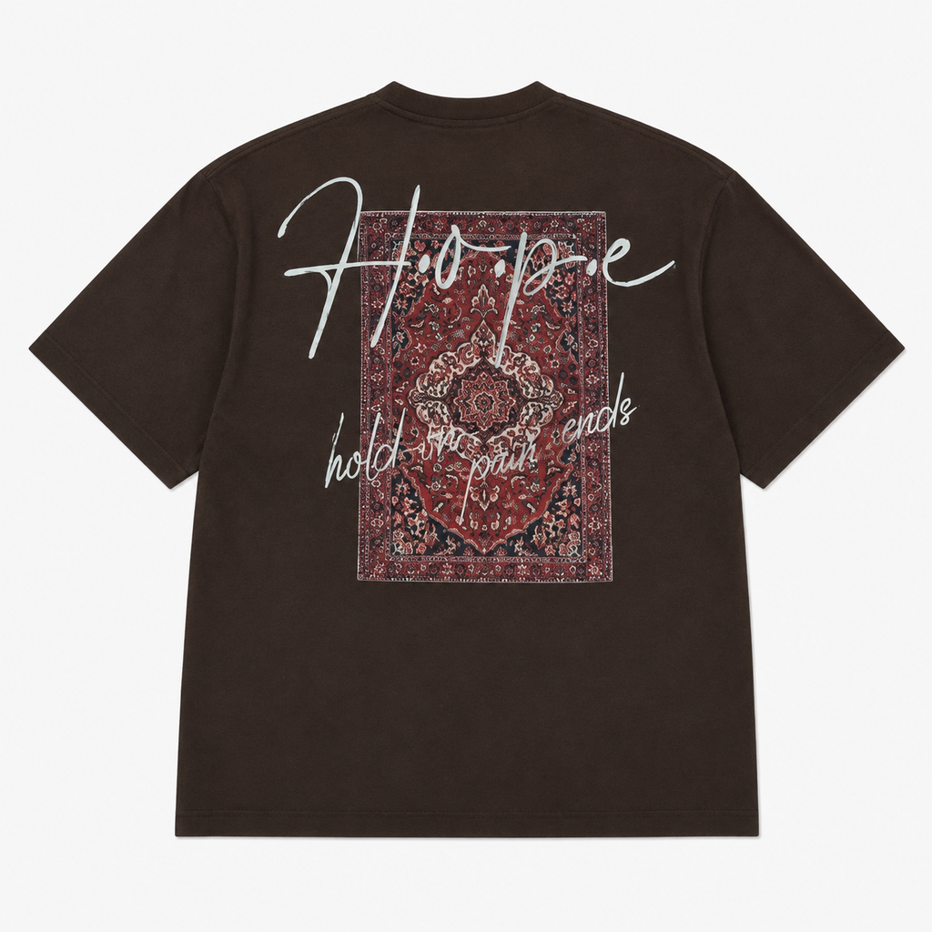Hope Patchwork Design Oversize T-Shirt Braun