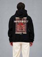 Imperfection Patchwork Design Oversize Hoodie Schwarz