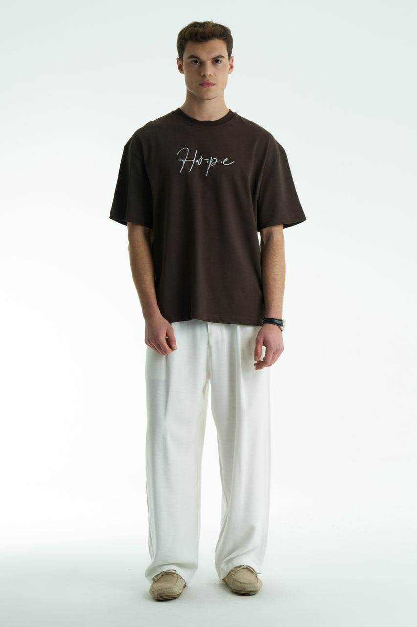 Hope Patchwork Design Oversize T-Shirt Braun