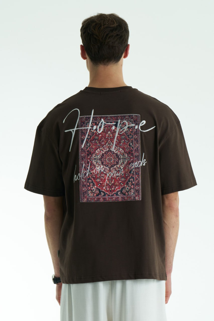 Hope Patchwork Design Oversize T-Shirt Braun