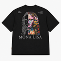 Mona Lisa Patchwork Design Oversize T-Shirt Schwarz