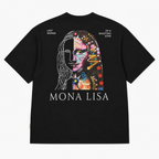 Mona Lisa Patchwork Design Oversize T-Shirt Schwarz