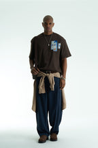 Patch Patchwork Design Oversize T-Shirt Braun