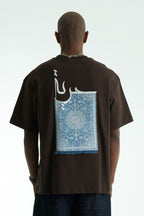 Patience Patchwork Design Oversize T-Shirt Braun
