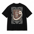Ornament Patchwork Design Oversize T-Shirt Schwarz