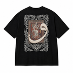 Ornament Patchwork Design Oversize T-Shirt Schwarz