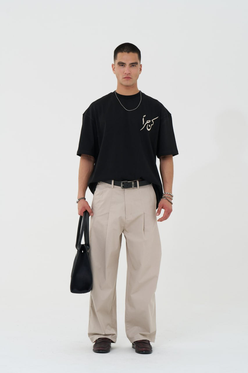 Be Free Patchwork Design Oversized T-Shirt Black