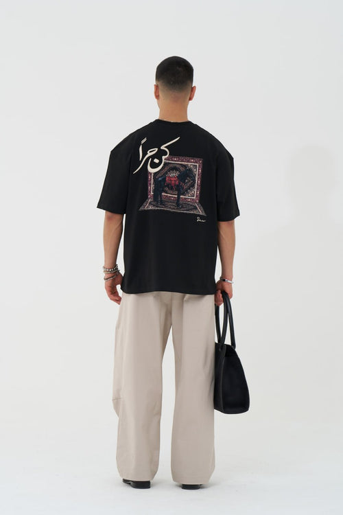 Be Free Patchwork Design Oversize T-Shirt Schwarz