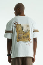 Evolution Patchwork Design Oversize T-Shirt Weiss