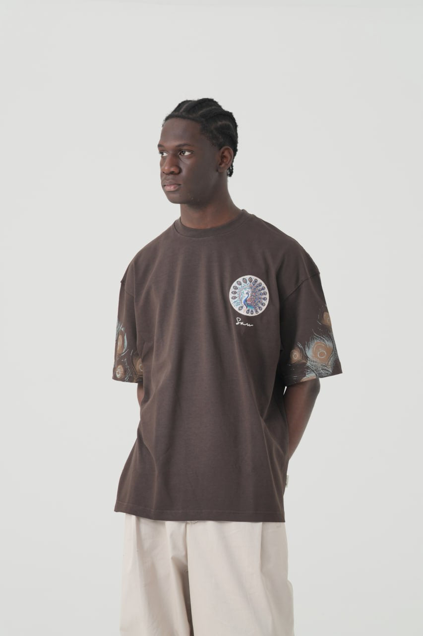 Pea-Clock Patchwork Design Oversize T-Shirt