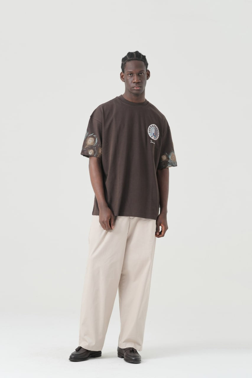 Pea-Clock Patchwork Design Oversize T-Shirt