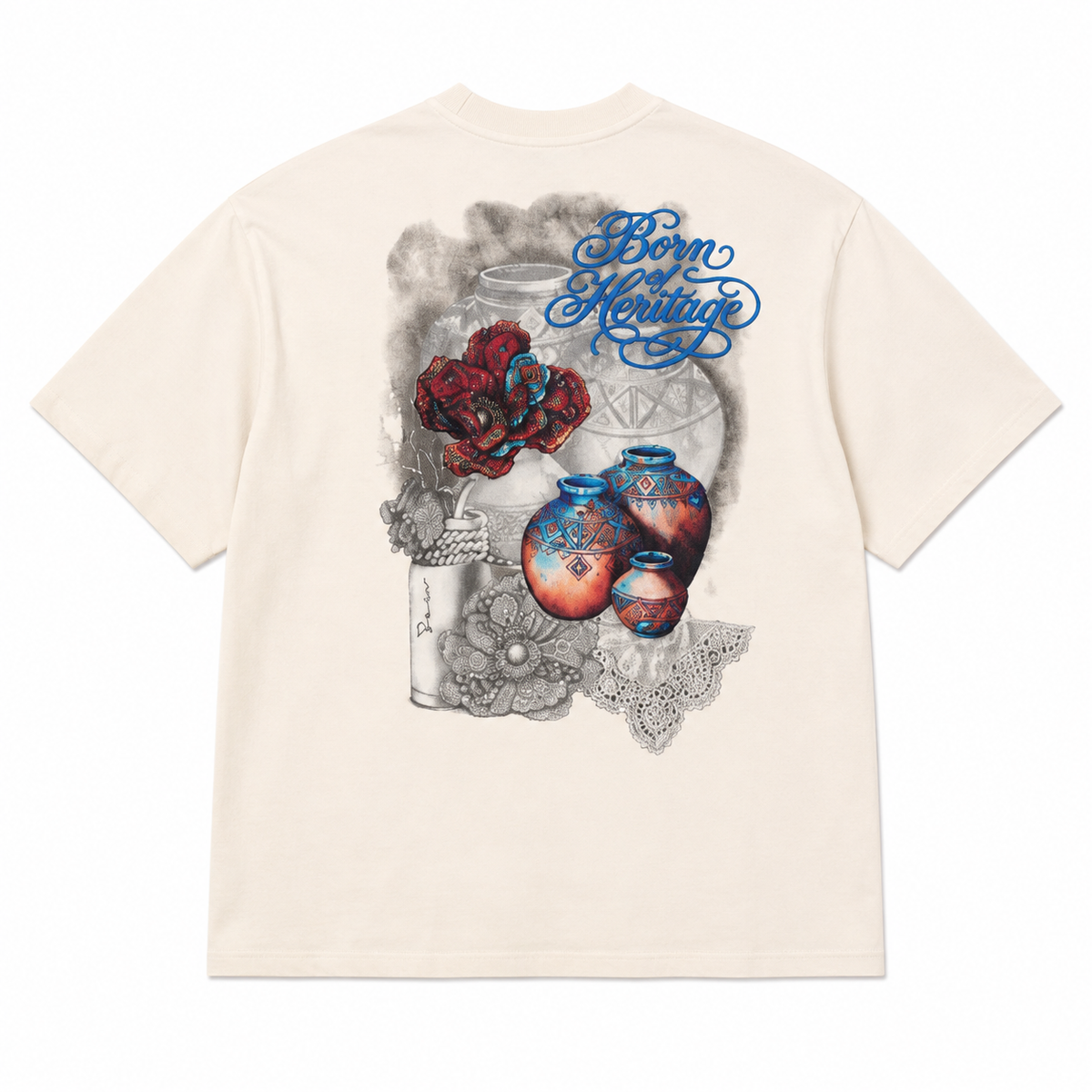 Pottery Patchwork Design Oversize T-Shirt