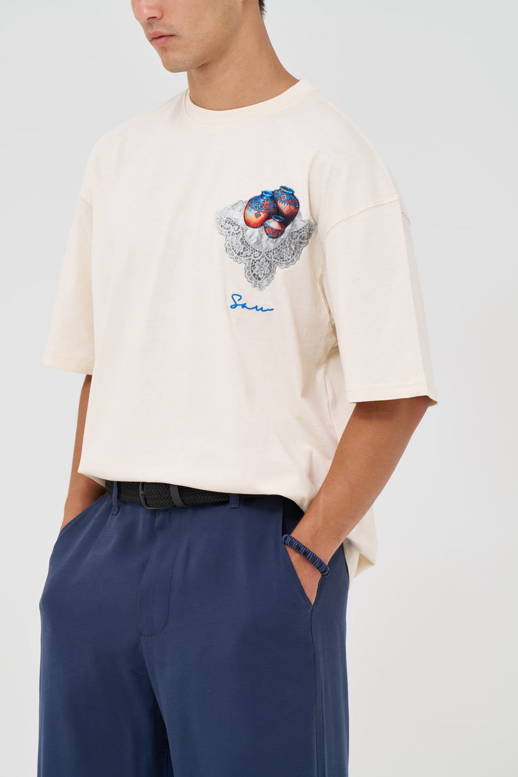 Pottery Patchwork Design Oversize T-Shirt