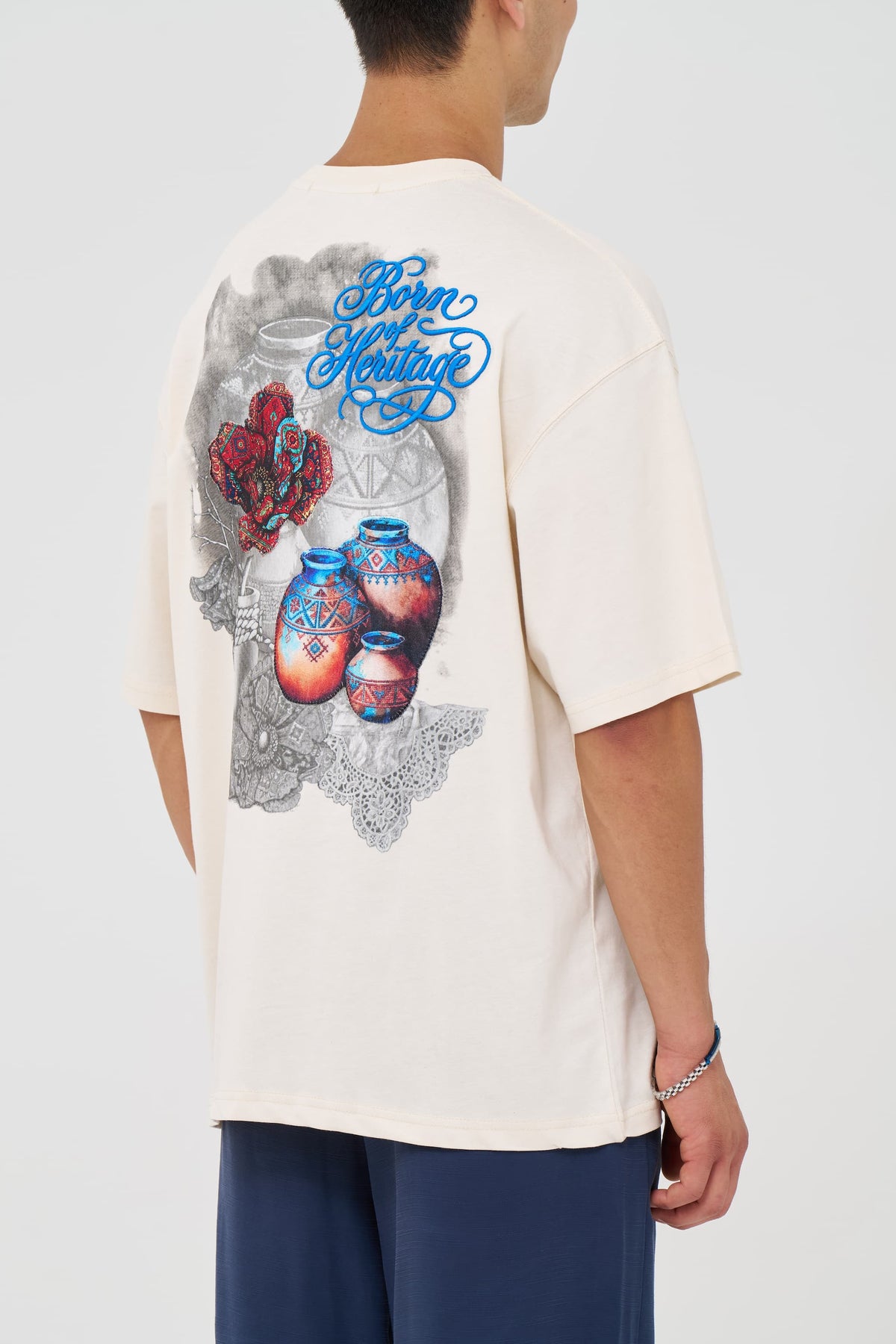 Pottery Patchwork Design Oversize T-Shirt