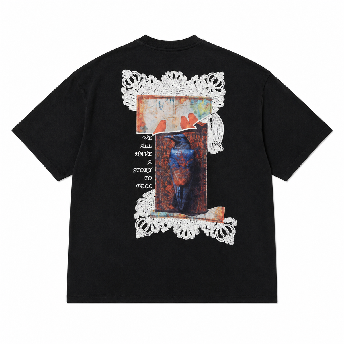 Raven Heart Patchwork Design Oversize T-Shirt