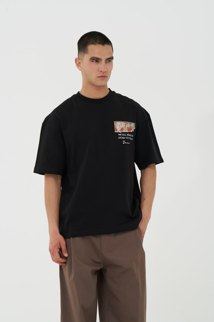 Raven Heart Patchwork Design Oversize T-Shirt