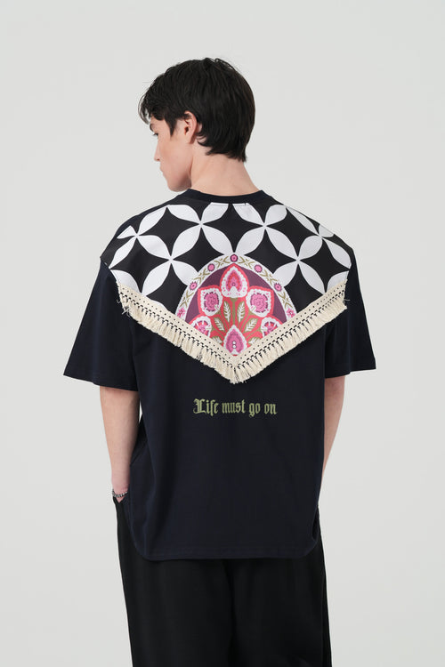 Bloom Patchwork Design Oversize T-Shirt