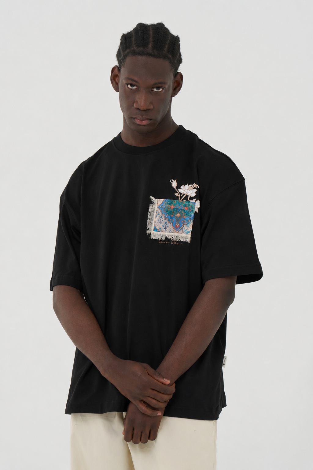 Marble Patchwork Design Oversize T-Shirt
