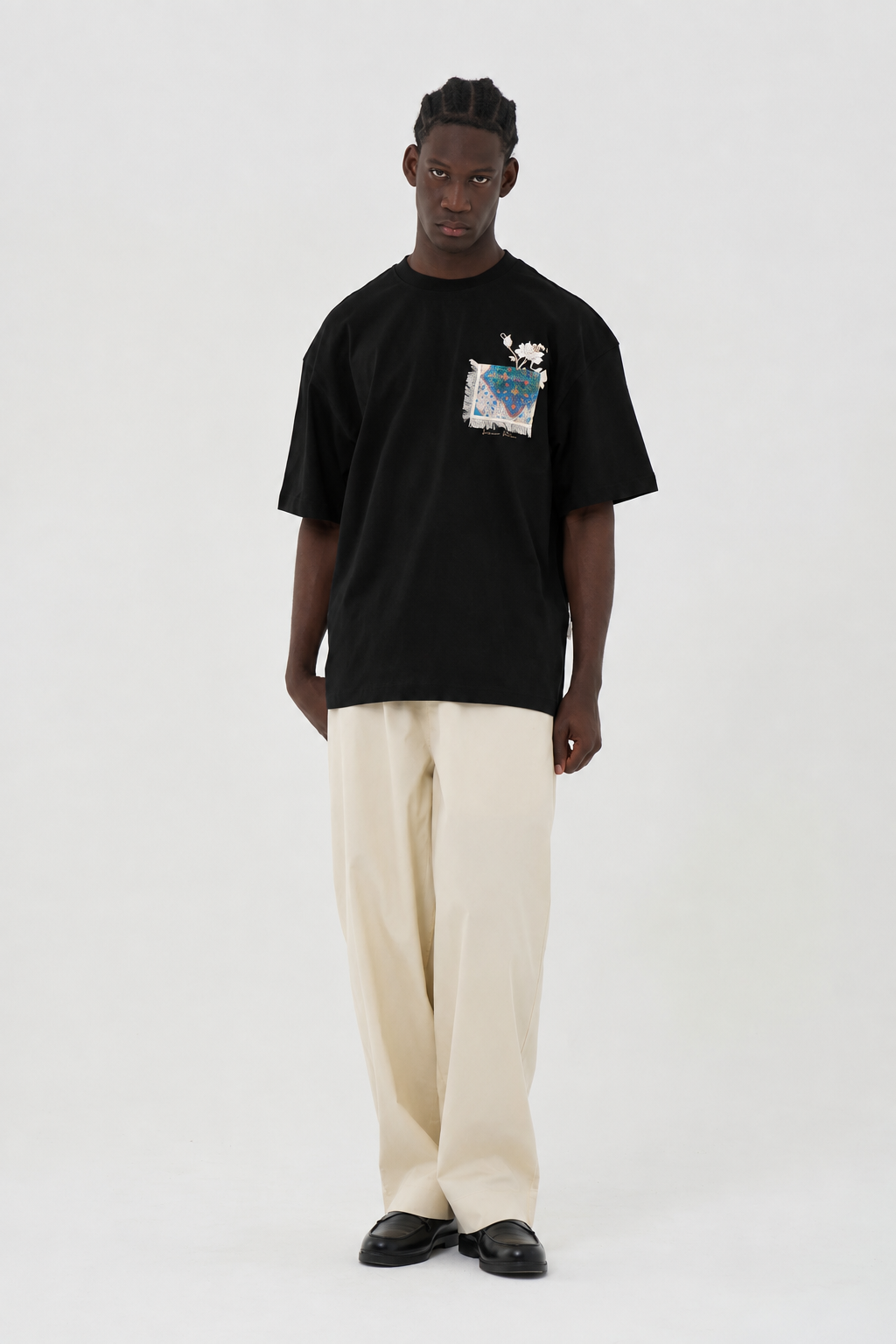 Marble Patchwork Design Oversize T-Shirt