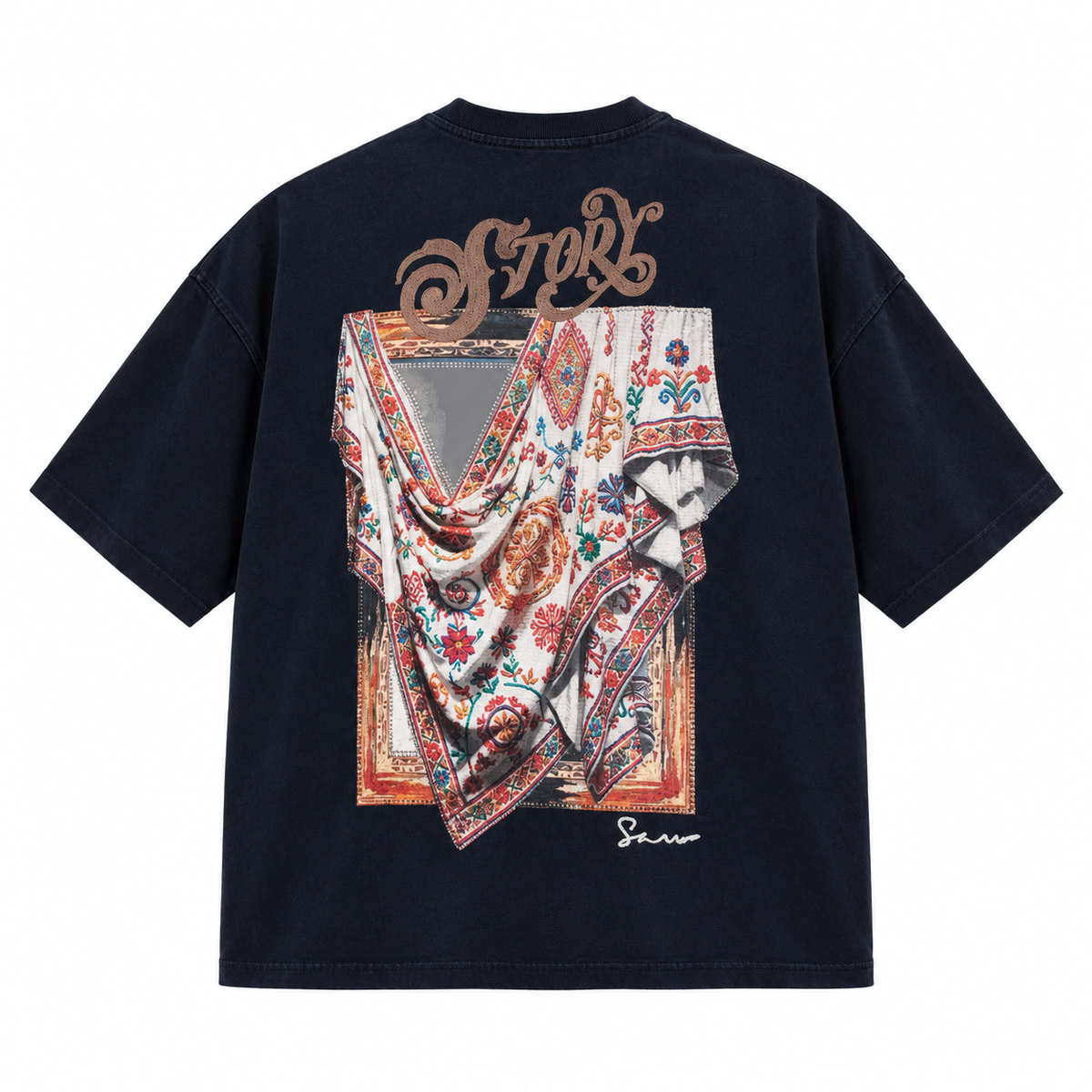 Tell a Story Patchwork Design Oversize T-Shirt