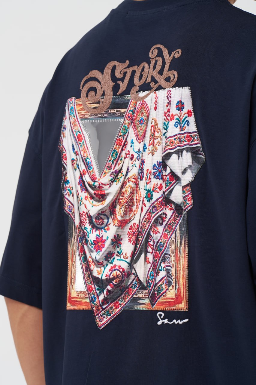 Tell a Story Patchwork Design Oversize T-Shirt