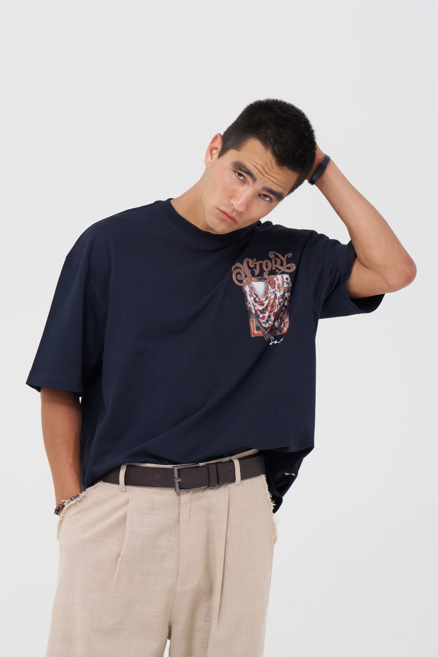 Tell a Story Patchwork Design Oversize T-Shirt