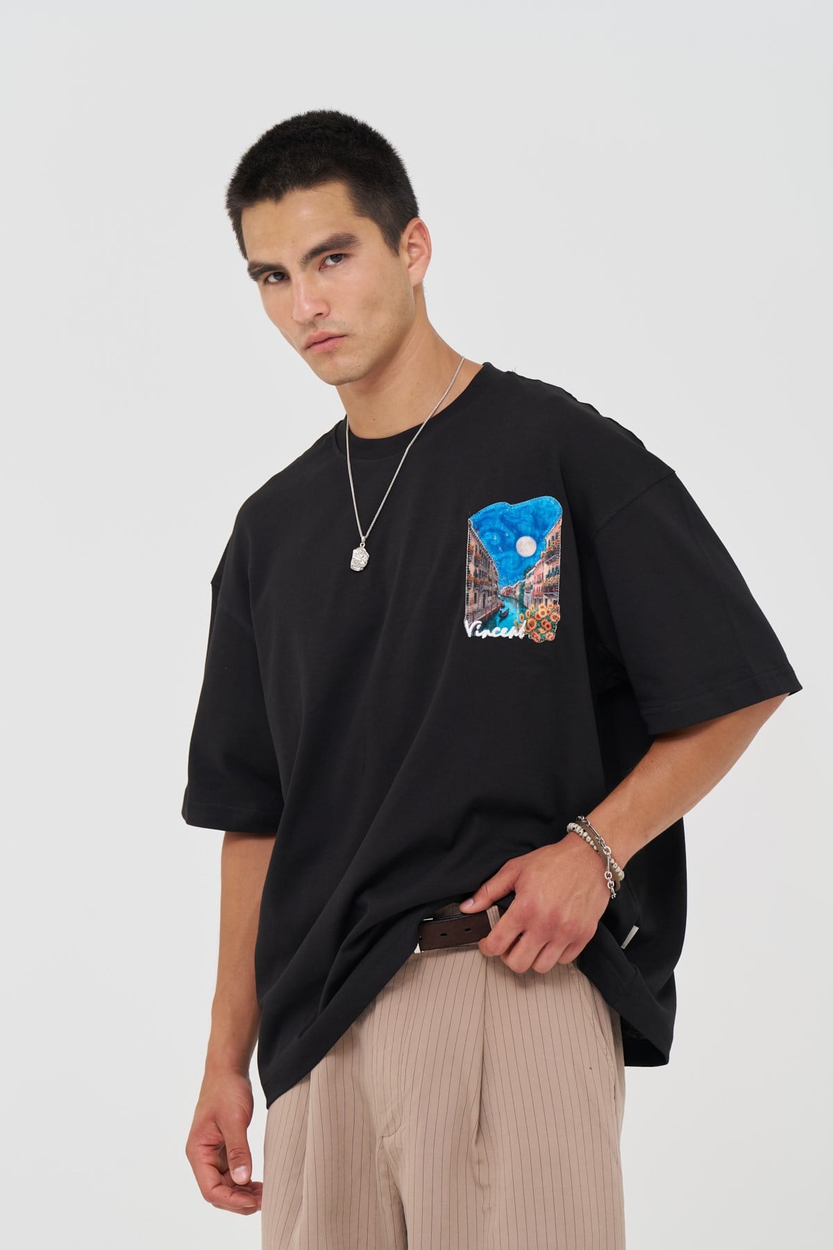 Venice Patchwork Design Oversize T-Shirt