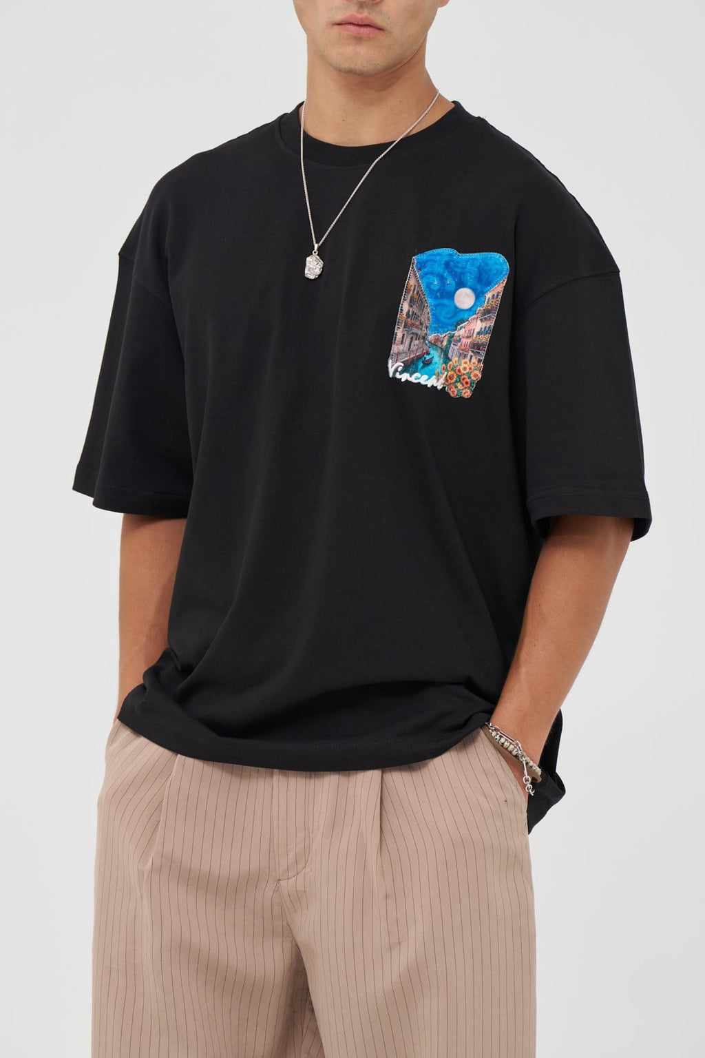 Venice Patchwork Design Oversize T-Shirt