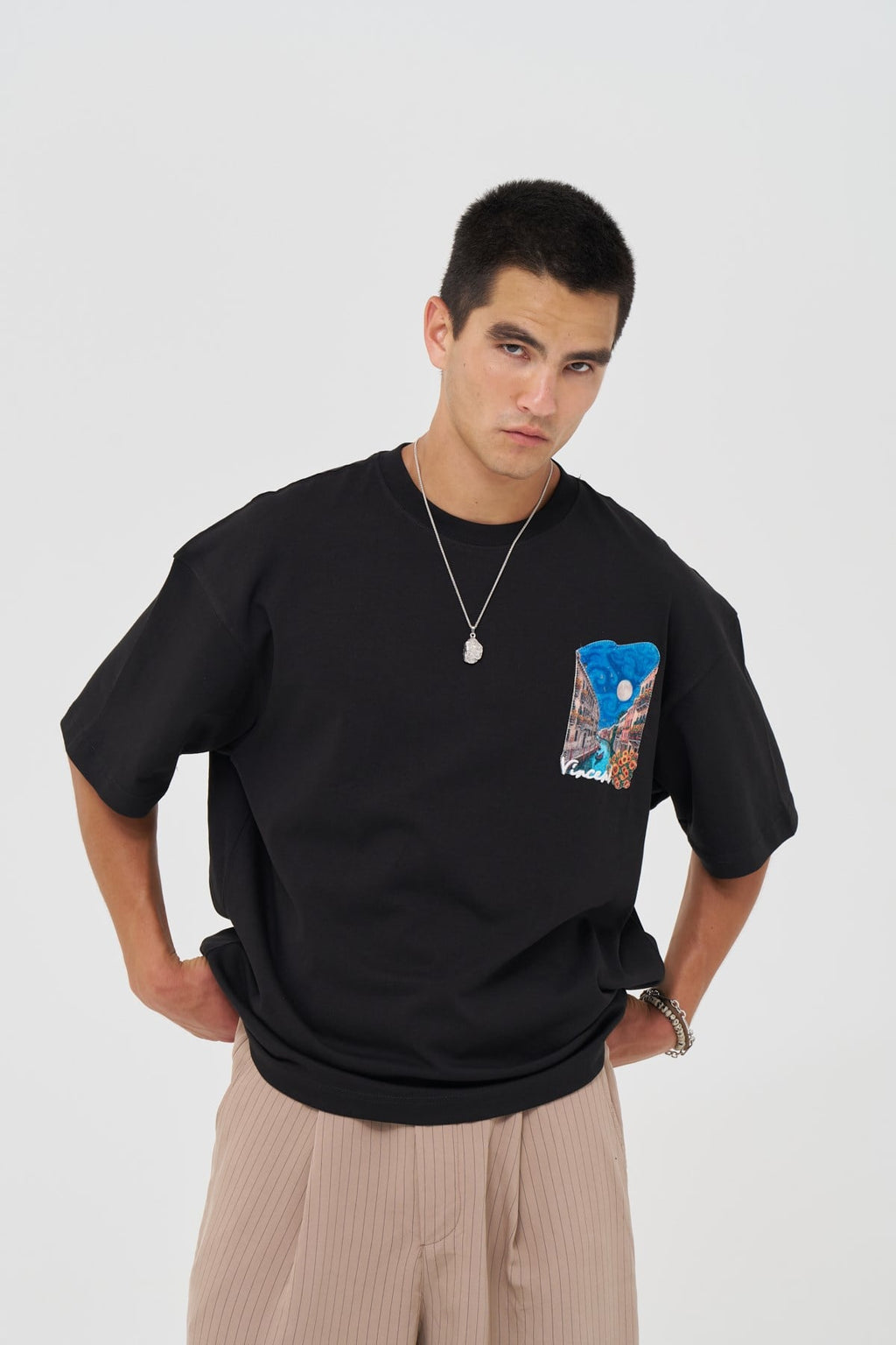 Venice Patchwork Design Oversize T-Shirt