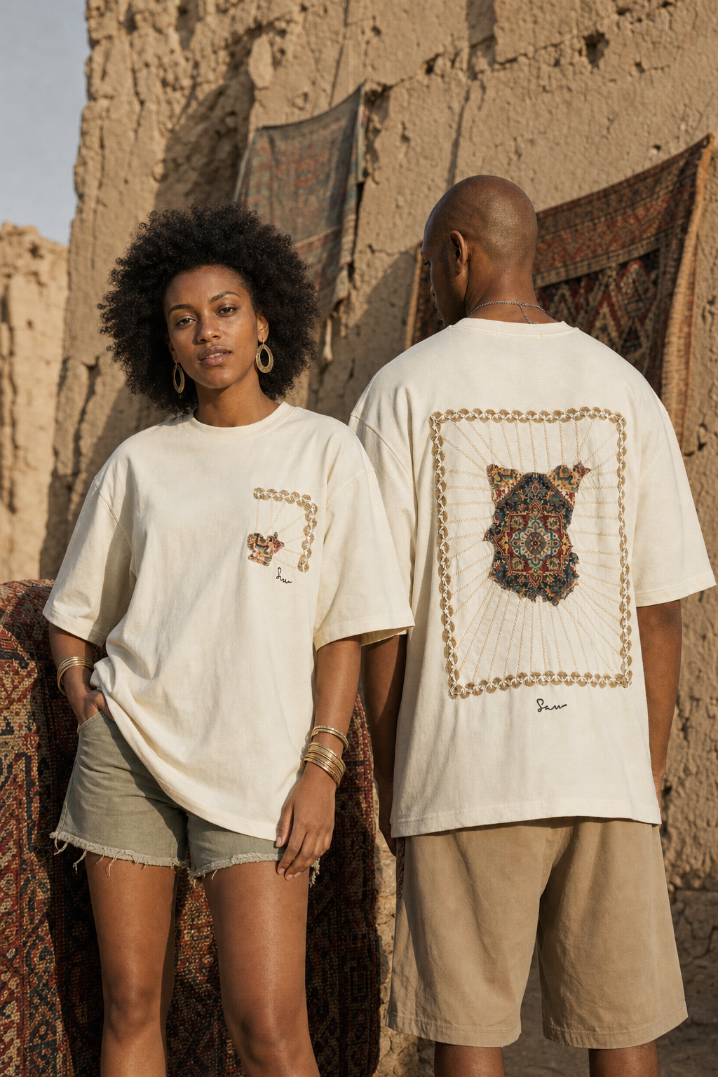 Heritage Patchwork Design Oversize T-Shirt