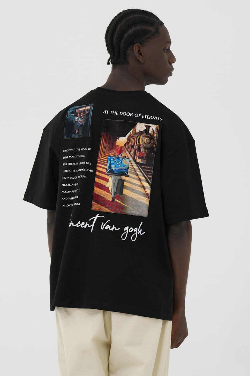 Gleis 9/3 Patchwork Design Oversize T-Shirt Schwarz