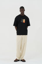 Gleis 9/3 Patchwork Design Oversize T-Shirt Schwarz