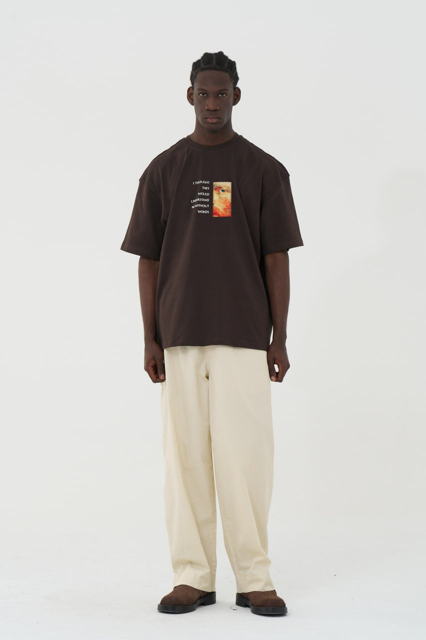 Gleis 9/3 Patchwork Design Oversize T-Shirt Braun
