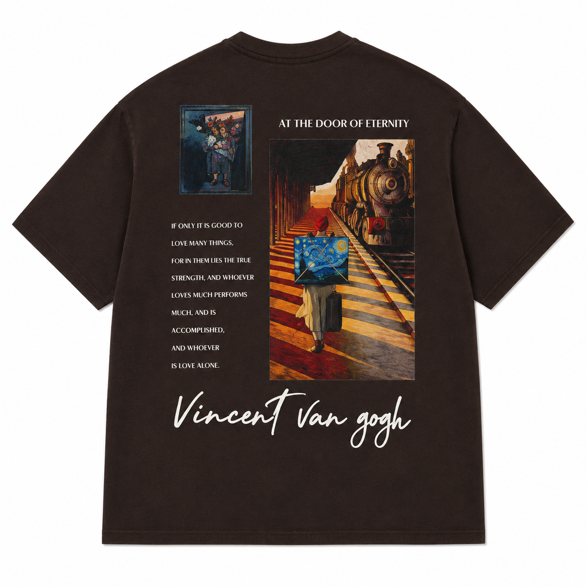 Gleis 9/3 Patchwork Design Oversize T-Shirt Braun