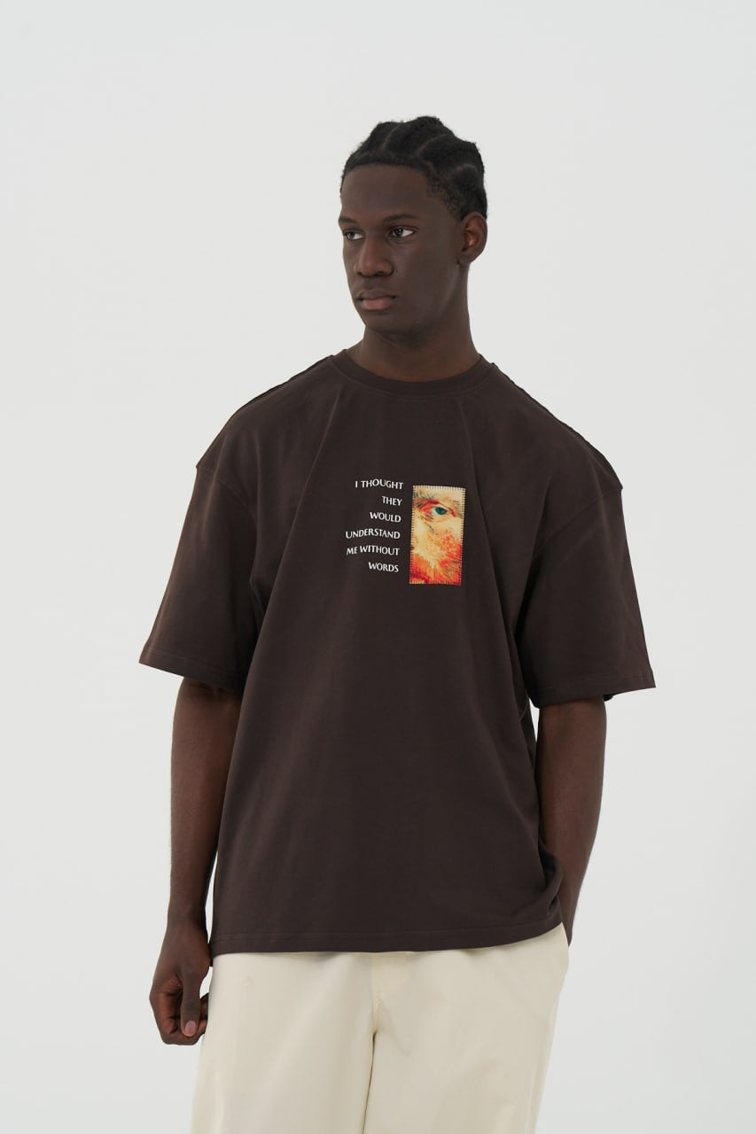 Gleis 9/3 Patchwork Design Oversize T-Shirt Braun
