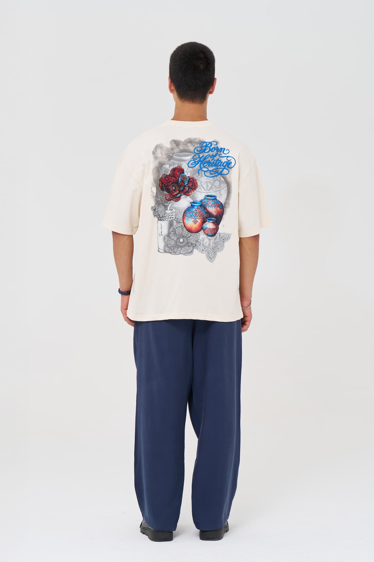 Pottery Patchwork Design Oversize T-Shirt
