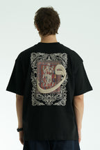Ornament Patchwork Design Oversize T-Shirt Schwarz