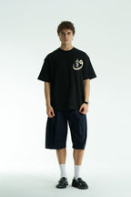 Ornament Patchwork Design Oversize T-Shirt Schwarz