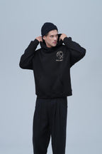 Beyond the Frame Patchwork Design Oversize Hoodie Schwarz